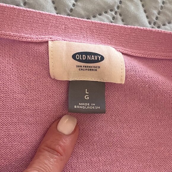 Old Navy Women's Pink V Neck 3/4 Sleeve Cardigan Sweater Size L - Picture 3 of 6